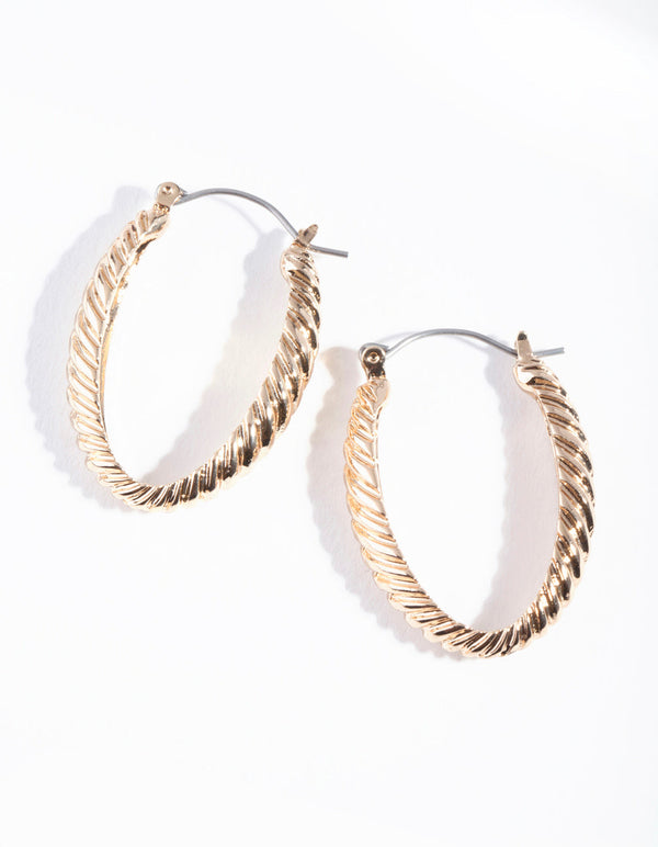 Gold Rope Twist Hoop Earrings