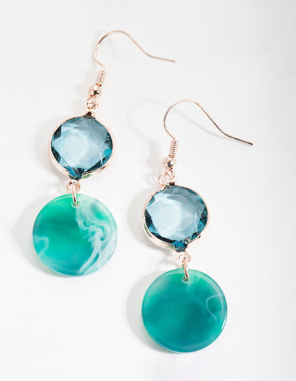Green Jewel Acrylic Drop Earrings