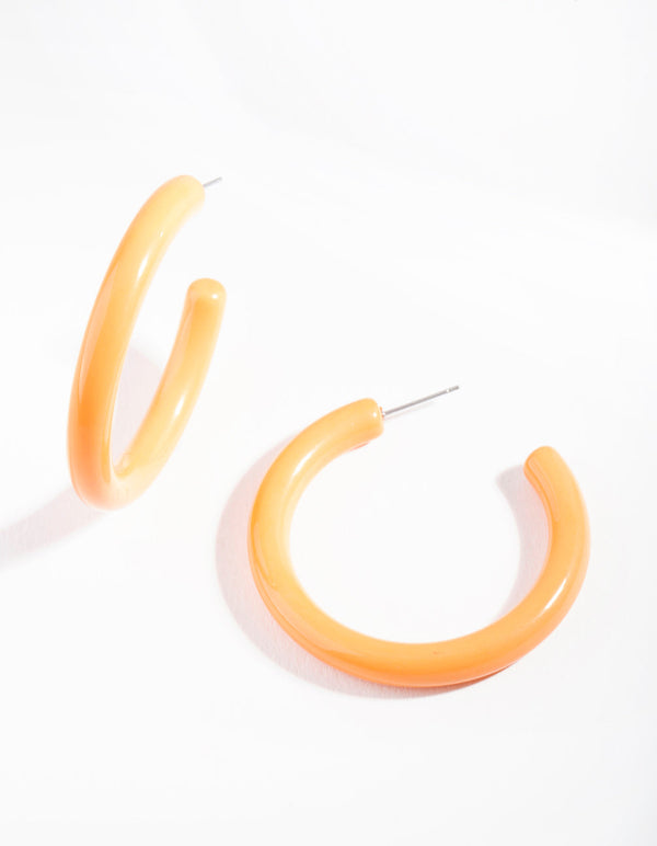 Orange Round Hoop Earrings