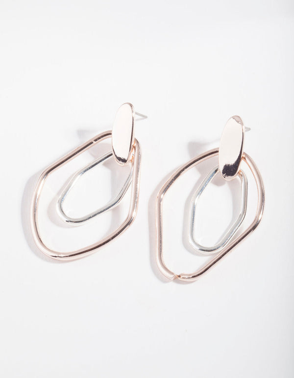 Mixed Metal Mismatch Loop Earrings