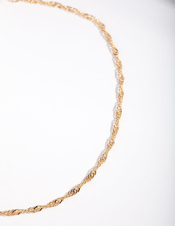 Gold Twist Chain Choker Necklace