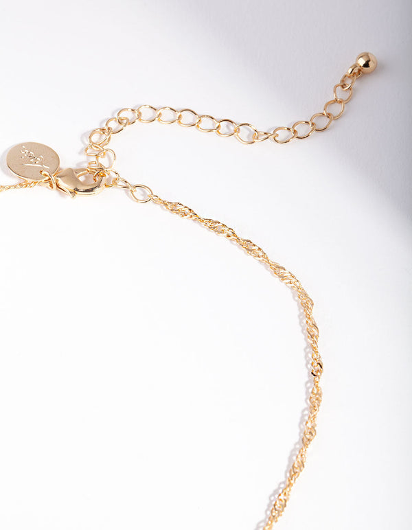 Gold Twist Chain Choker Necklace