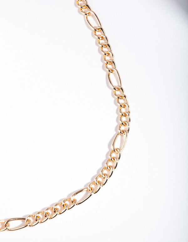 Gold Curb Chain Choker Necklace