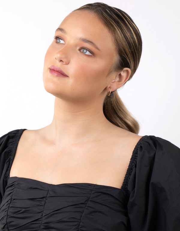 Gold Plated Sterling Silver Pattern Hoop Earrings