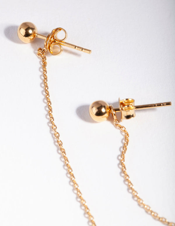 Gold Plated Sterling Silver Ball Third Earrings