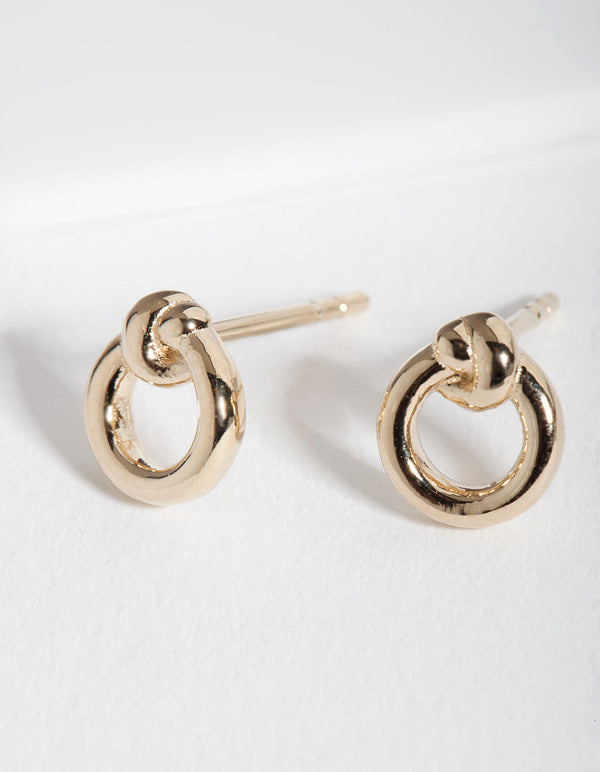 Gold Plated Sterling Silver Mini Doorknocker Stud Earrings