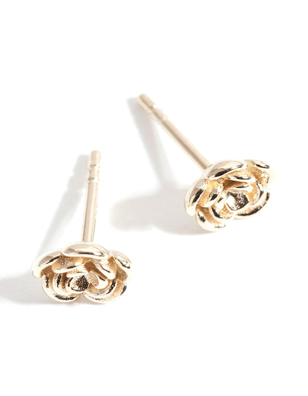 Gold Plated Sterling Silver Rose Stud Earrings