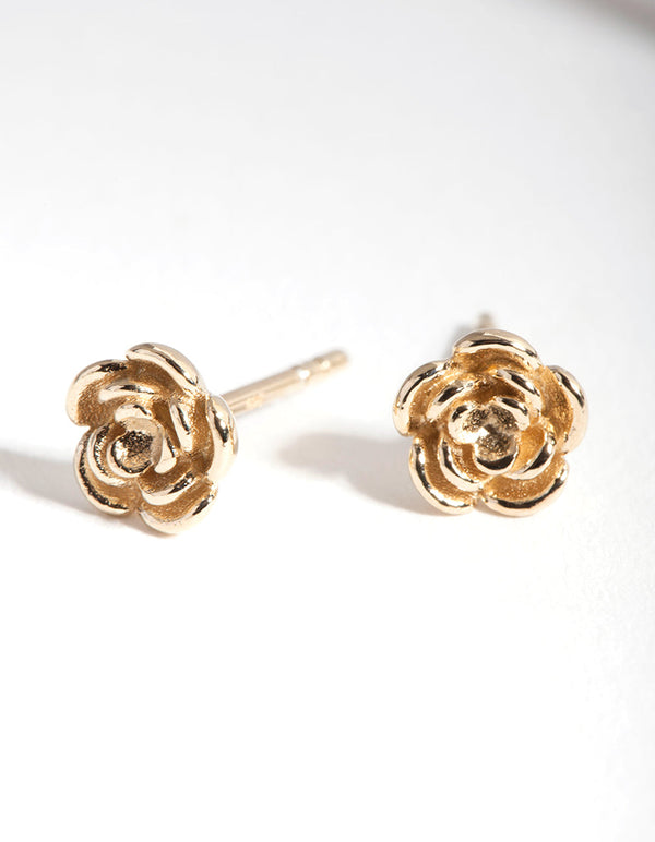 Gold Plated Sterling Silver Rose Stud Earrings