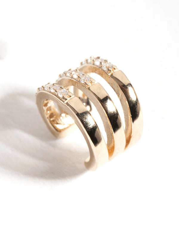 Gold Plated Sterling Silver Cubic Zirconia Ear Cuff