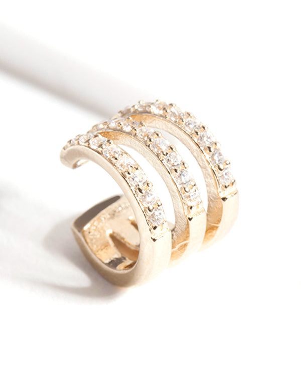 Gold Plated Sterling Silver Cubic Zirconia Ear Cuff
