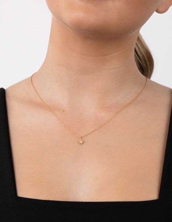 Gold Plated Sterling Silver Starburst Necklace