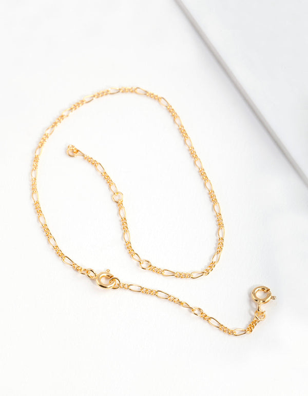 Gold Plated Sterling Silver Figaro Chain Bracelet Anklet