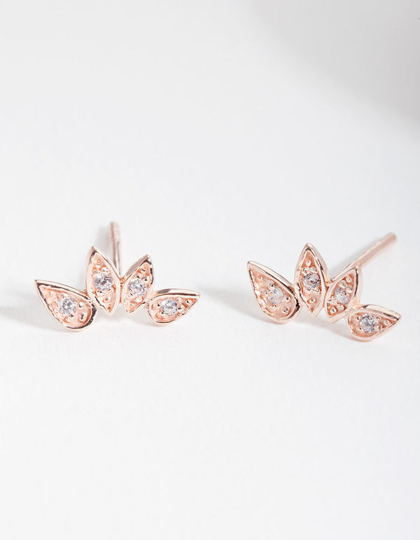 Rose Gold Plated Sterling Silver Pear Crawler Earrings