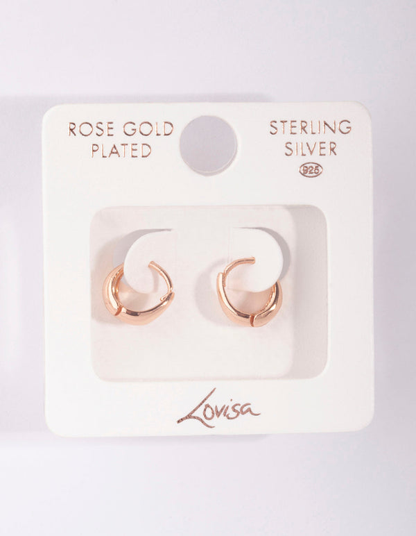 Rose Gold Plated Sterling Silver Huggie Earrings