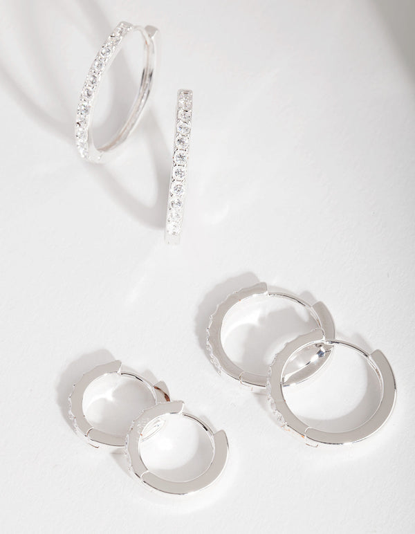 Cubic Zirconia Hoop Earrings Set