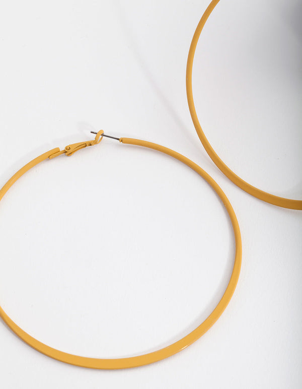 Mustard Flat Edge Hoop Earrings