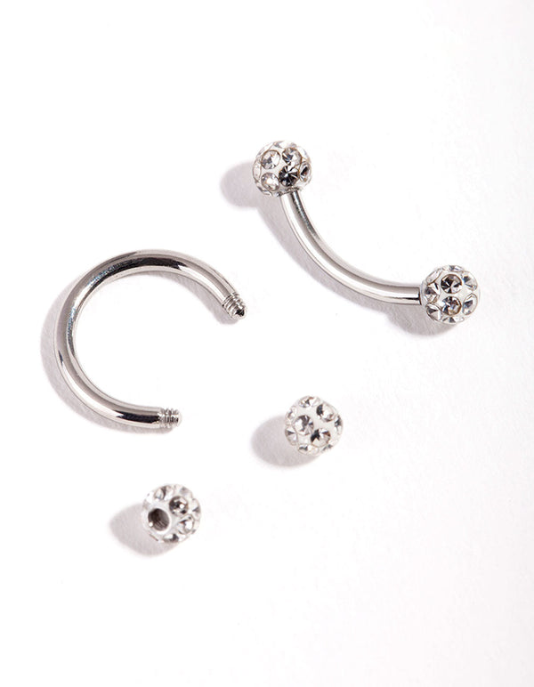 Surgical Steel Diamante Horseshoe Barbell 2 Pack