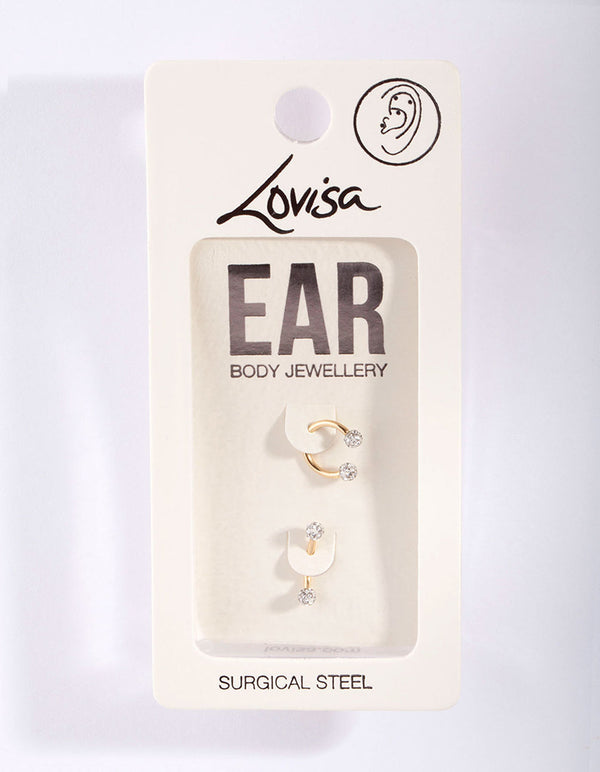 Surgical Steel Gold Horseshoe Earring 2 Pack