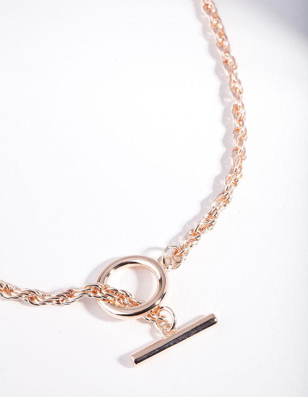 Real Rose Gold Plated Rope Chain Necklace