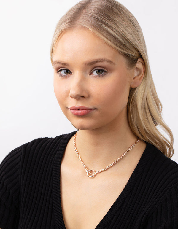 Real Rose Gold Plated Rope Chain Necklace