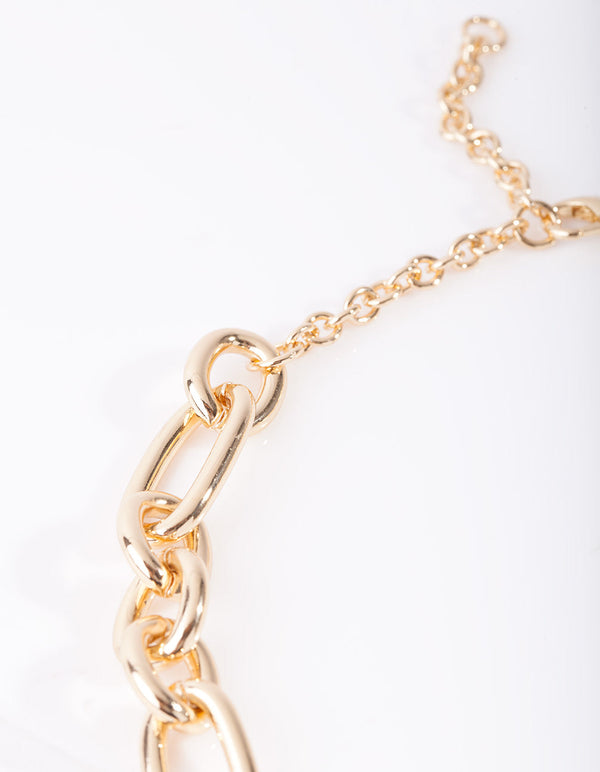 Real Gold Plated Thick Figaro Chain Necklace