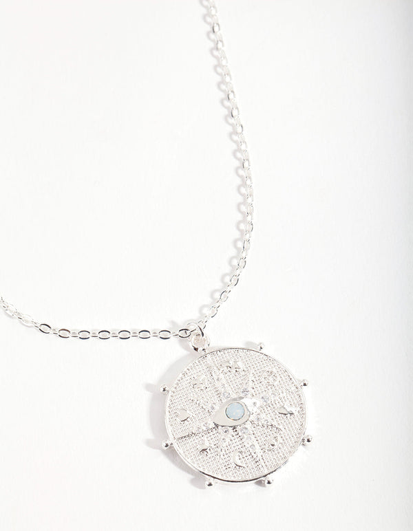 Silver Eye Medallion Necklace