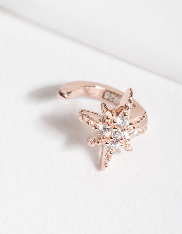 Rose Gold Plated Sterling Silver Starburst Ear Cuff