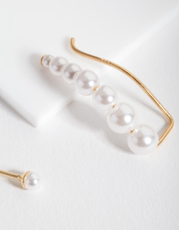 Gold Plated Sterling Silver Mismatch Pearl Ear Crawler
