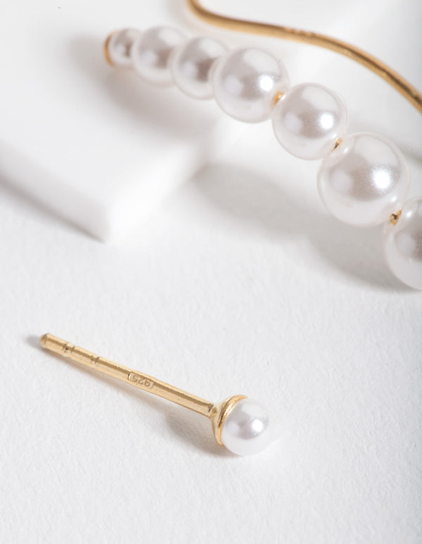 Gold Plated Sterling Silver Mismatch Pearl Ear Crawler