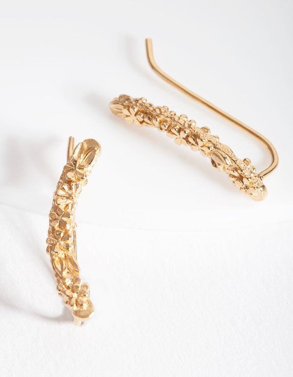 Kolczyki do uszu z teksturowanego srebra próby 925, pozłacane