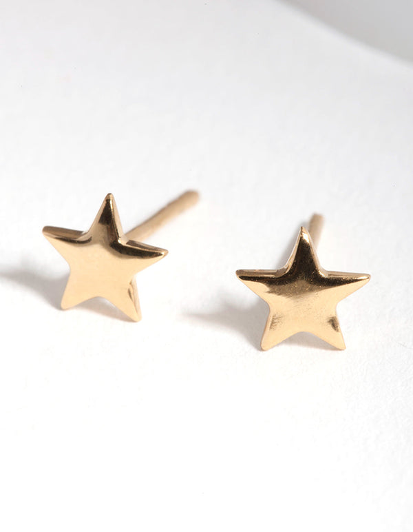 Gold Plated Sterling Silver Star Stud Earrings