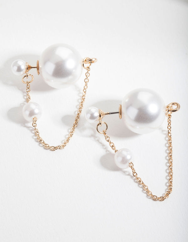 Pearl Front and Back Stud Earrings