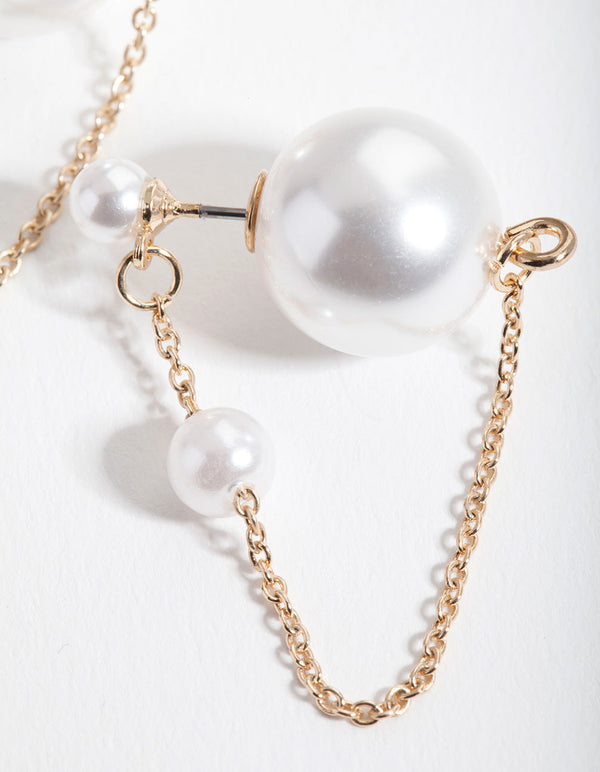 Pearl Front and Back Stud Earrings