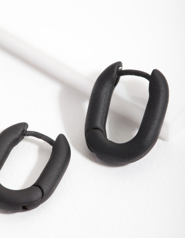 Black Small Square Huggie Earrings