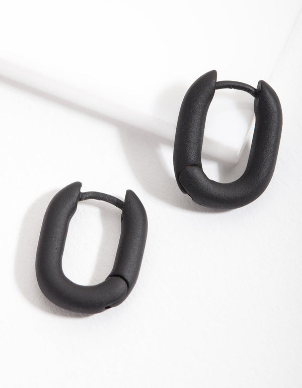 Black Small Square Huggie Earrings