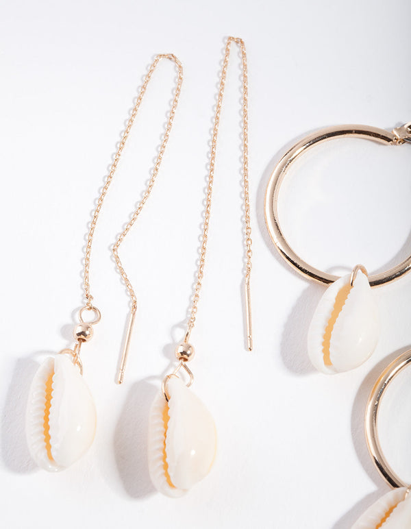 Cream Double Conch Earring Pack