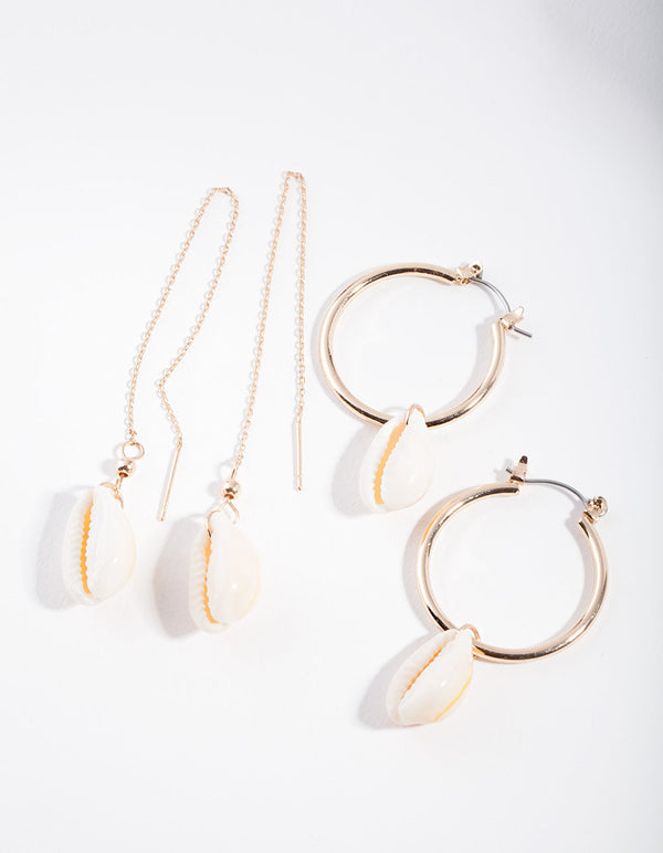 Cream Double Conch Earring Pack