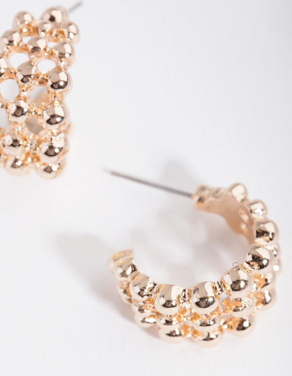 Gold Ball Open Hoop Earrings