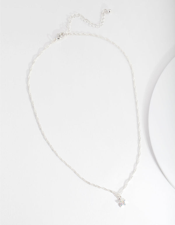 Silver Diamond Simulant Star Choker Necklace