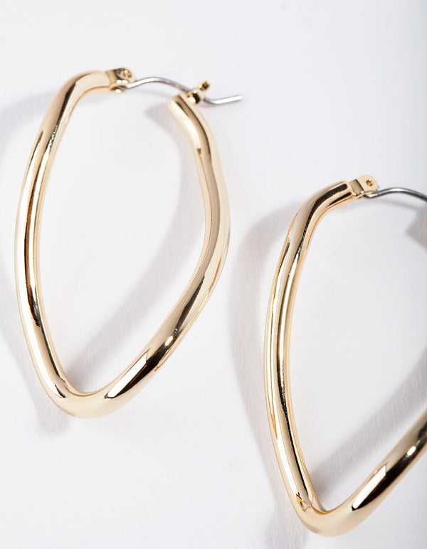 Real Gold Plated Organic Hoop Earrings