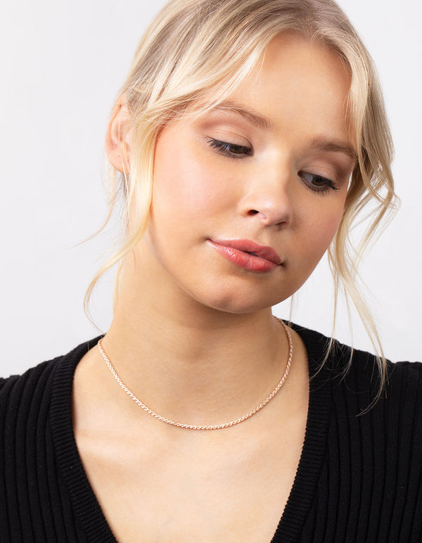 Real Rose Gold Plated Thin Necklace