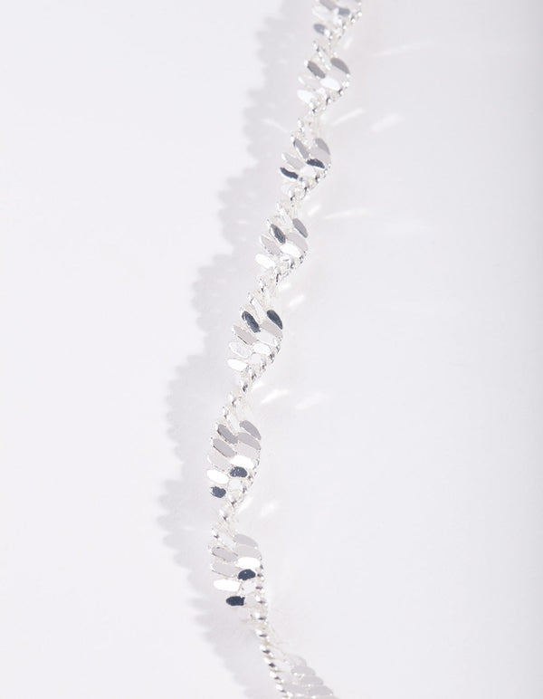 Real Silver Plated Long Twisted Necklace