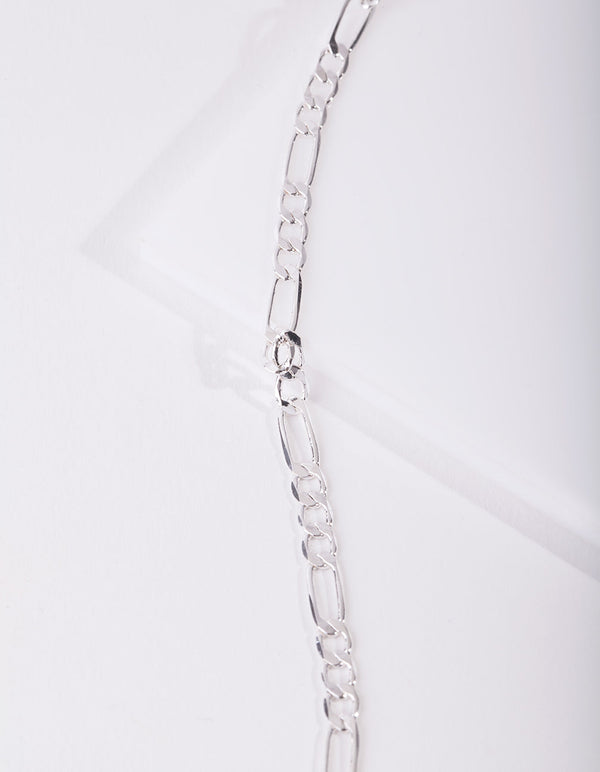 Real Silver Plated 60cm Figaro Chain Necklace