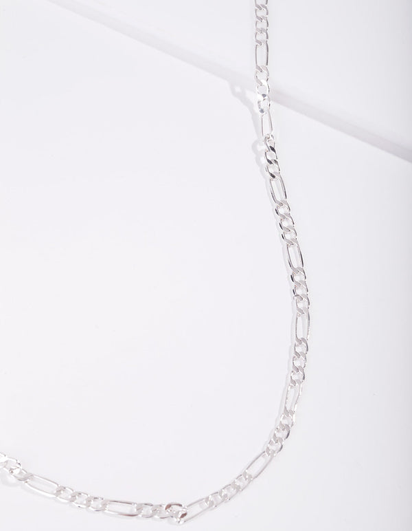 Real Silver Plated 60cm Figaro Chain Necklace