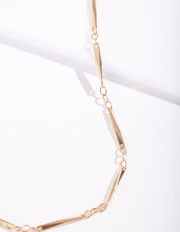 Real Gold Plated Long Rectangle Necklace