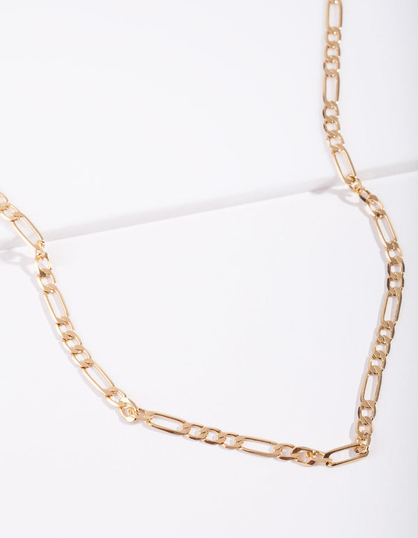 Real Gold Plated 60cm Figaro Necklace