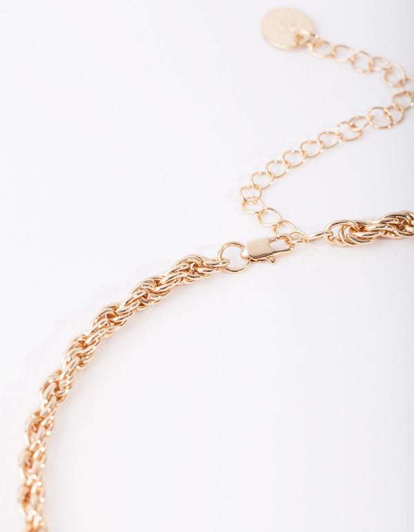 Real Gold Plated 60cm Thick Rope Necklace