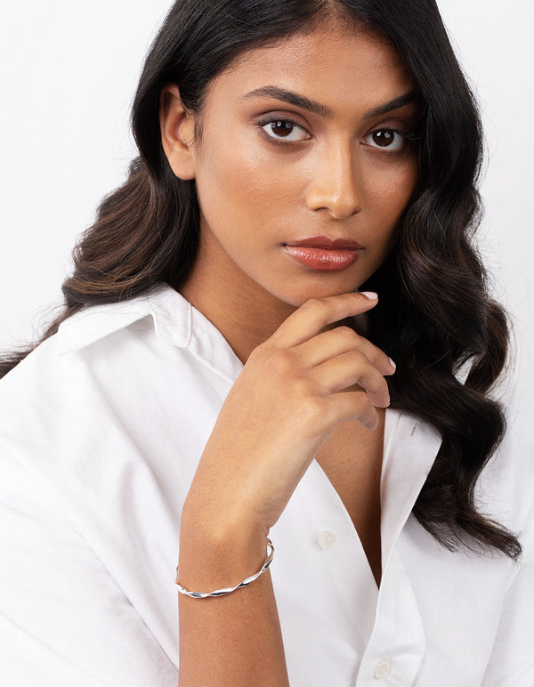 Real Silver Plated Twist Bangle