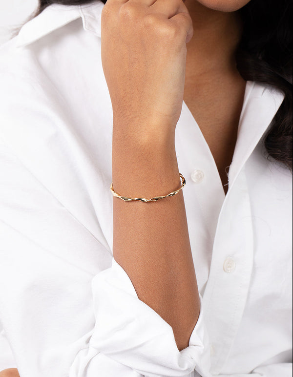 Real Gold Plated Twist Bangle