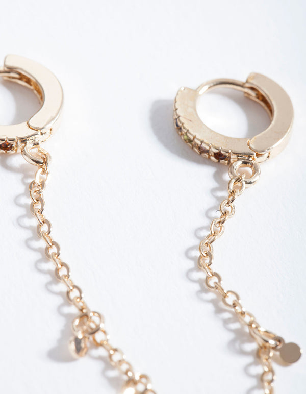 Gold Rainbow Jingle Huggie Earrings